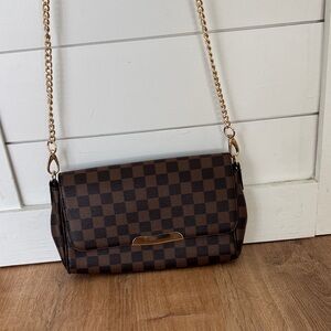 Checkered Brown Crossbody Bag